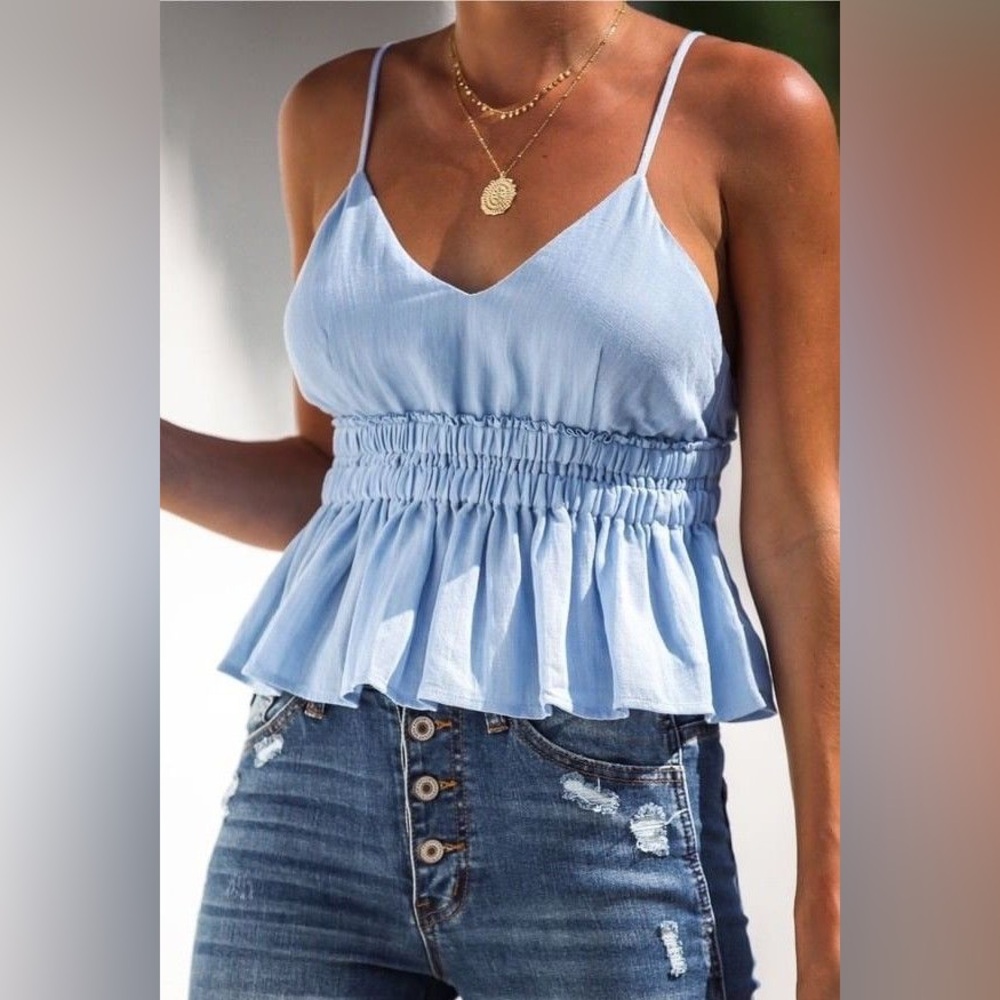 Cotton Candy Sky Blue Smocked Tank